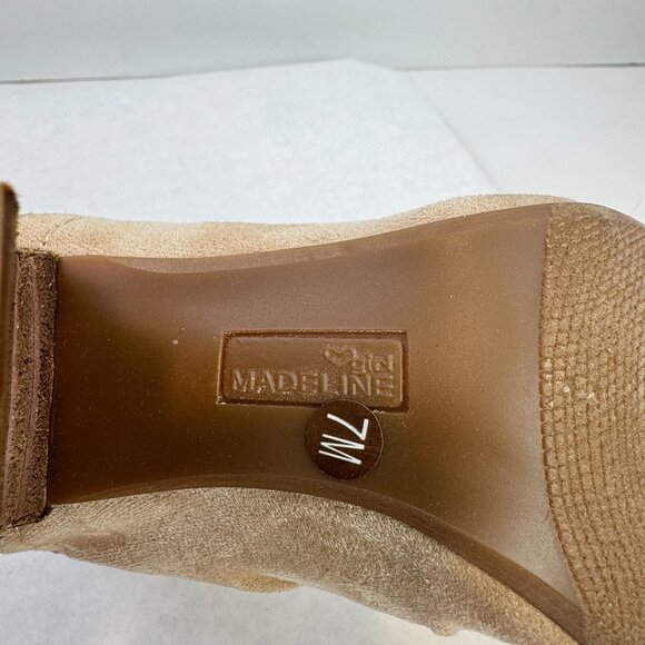 Girl Madeline Womens Size 7M Brown Suede Upper Ankle Bootie Peep Toe High Heels - Picture 9 of 13